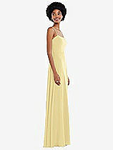 Side View Thumbnail - Pale Yellow Scoop Neck Convertible Tie-Strap Maxi Dress with Front Slit