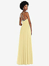 Rear View Thumbnail - Pale Yellow Scoop Neck Convertible Tie-Strap Maxi Dress with Front Slit