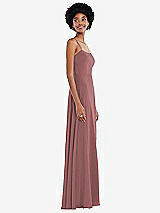 Side View Thumbnail - Rosewood Scoop Neck Convertible Tie-Strap Maxi Dress with Front Slit