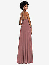 Rear View Thumbnail - Rosewood Scoop Neck Convertible Tie-Strap Maxi Dress with Front Slit