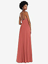 Rear View Thumbnail - Coral Pink Scoop Neck Convertible Tie-Strap Maxi Dress with Front Slit