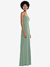 Side View Thumbnail - Seagrass Scoop Neck Convertible Tie-Strap Maxi Dress with Front Slit