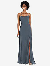Alt View 1 Thumbnail - Silverstone Scoop Neck Convertible Tie-Strap Maxi Dress with Front Slit