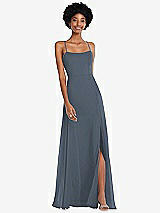 Front View Thumbnail - Silverstone Scoop Neck Convertible Tie-Strap Maxi Dress with Front Slit