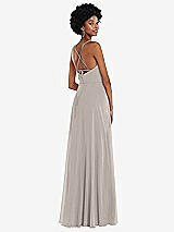 Rear View Thumbnail - Taupe Scoop Neck Convertible Tie-Strap Maxi Dress with Front Slit