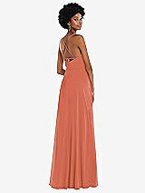 Rear View Thumbnail - Terracotta Copper Scoop Neck Convertible Tie-Strap Maxi Dress with Front Slit