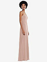 Side View Thumbnail - Toasted Sugar Scoop Neck Convertible Tie-Strap Maxi Dress with Front Slit