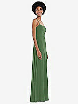 Side View Thumbnail - Vineyard Green Scoop Neck Convertible Tie-Strap Maxi Dress with Front Slit