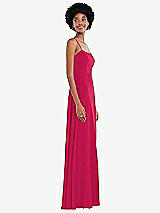 Side View Thumbnail - Vivid Pink Scoop Neck Convertible Tie-Strap Maxi Dress with Front Slit