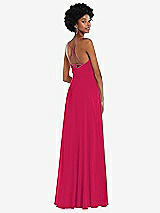 Rear View Thumbnail - Vivid Pink Scoop Neck Convertible Tie-Strap Maxi Dress with Front Slit