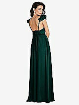 Rear View Thumbnail - Evergreen Deep V-Neck Ruffle Cap Sleeve Maxi Dress with Convertible Straps
