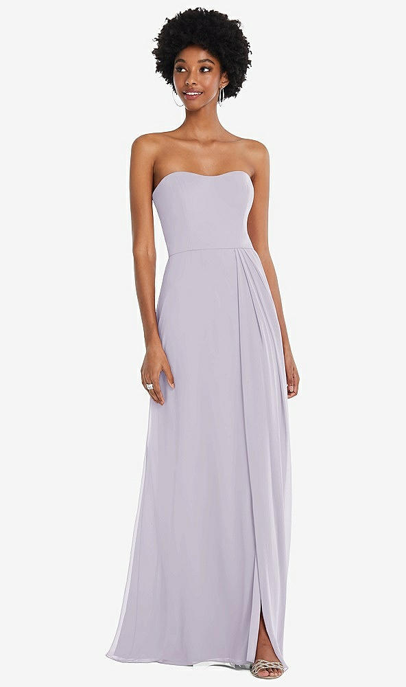 Front View - Moondance Strapless Sweetheart Maxi Dress with Pleated Front Slit 