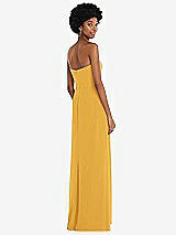 Rear View Thumbnail - NYC Yellow Strapless Sweetheart Maxi Dress with Pleated Front Slit 