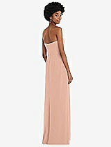 Rear View Thumbnail - Pale Peach Strapless Sweetheart Maxi Dress with Pleated Front Slit 
