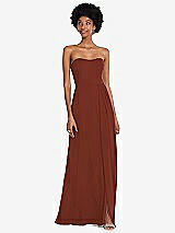 Front View Thumbnail - Auburn Moon Strapless Sweetheart Maxi Dress with Pleated Front Slit 