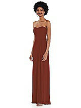 Side View Thumbnail - Auburn Moon Strapless Sweetheart Maxi Dress with Pleated Front Slit 