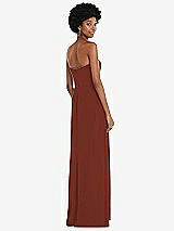 Rear View Thumbnail - Auburn Moon Strapless Sweetheart Maxi Dress with Pleated Front Slit 