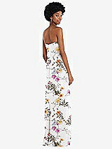Rear View Thumbnail - Butterfly Botanica Ivory Strapless Sweetheart Maxi Dress with Pleated Front Slit 