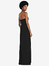 Rear View Thumbnail - Black Strapless Sweetheart Maxi Dress with Pleated Front Slit 