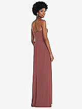Rear View Thumbnail - English Rose Strapless Sweetheart Maxi Dress with Pleated Front Slit 