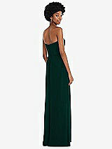 Rear View Thumbnail - Evergreen Strapless Sweetheart Maxi Dress with Pleated Front Slit 