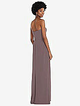 Rear View Thumbnail - French Truffle Strapless Sweetheart Maxi Dress with Pleated Front Slit 
