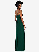 Rear View Thumbnail - Hunter Green Strapless Sweetheart Maxi Dress with Pleated Front Slit 