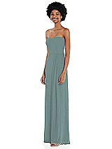 Side View Thumbnail - Icelandic Strapless Sweetheart Maxi Dress with Pleated Front Slit 