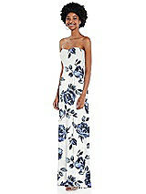 Side View Thumbnail - Indigo Rose Strapless Sweetheart Maxi Dress with Pleated Front Slit 