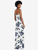Rear View Thumbnail - Indigo Rose Strapless Sweetheart Maxi Dress with Pleated Front Slit 