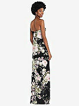 Rear View Thumbnail - Noir Garden Strapless Sweetheart Maxi Dress with Pleated Front Slit 