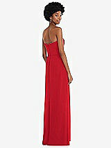 Rear View Thumbnail - Parisian Red Strapless Sweetheart Maxi Dress with Pleated Front Slit 