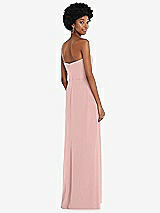Rear View Thumbnail - Rose - PANTONE Rose Quartz Strapless Sweetheart Maxi Dress with Pleated Front Slit 