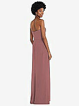 Rear View Thumbnail - Rosewood Strapless Sweetheart Maxi Dress with Pleated Front Slit 