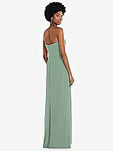 Rear View Thumbnail - Seagrass Strapless Sweetheart Maxi Dress with Pleated Front Slit 