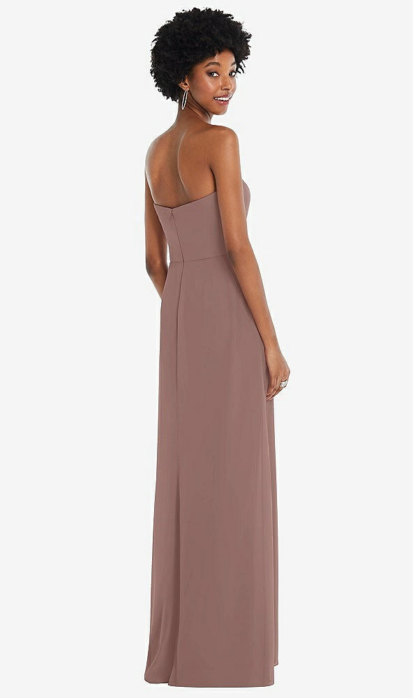 Back View - Sienna Strapless Sweetheart Maxi Dress with Pleated Front Slit 