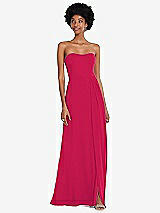 Front View Thumbnail - Vivid Pink Strapless Sweetheart Maxi Dress with Pleated Front Slit 