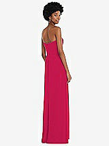 Rear View Thumbnail - Vivid Pink Strapless Sweetheart Maxi Dress with Pleated Front Slit 