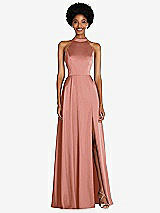 Front View Thumbnail - Desert Rose Stand Collar Cutout Tie Back Maxi Dress with Front Slit