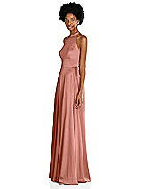 Side View Thumbnail - Desert Rose Stand Collar Cutout Tie Back Maxi Dress with Front Slit