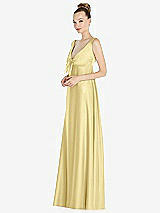 Front View Thumbnail - Pale Yellow Convertible Strap Empire Waist Satin Maxi Dress