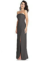 Side View Thumbnail - Caviar Gray Strapless Scoop Back Maxi Dress with Front Slit