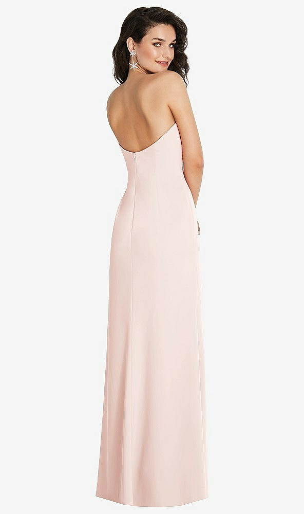 Back View - Blush Strapless Scoop Back Maxi Dress with Front Slit