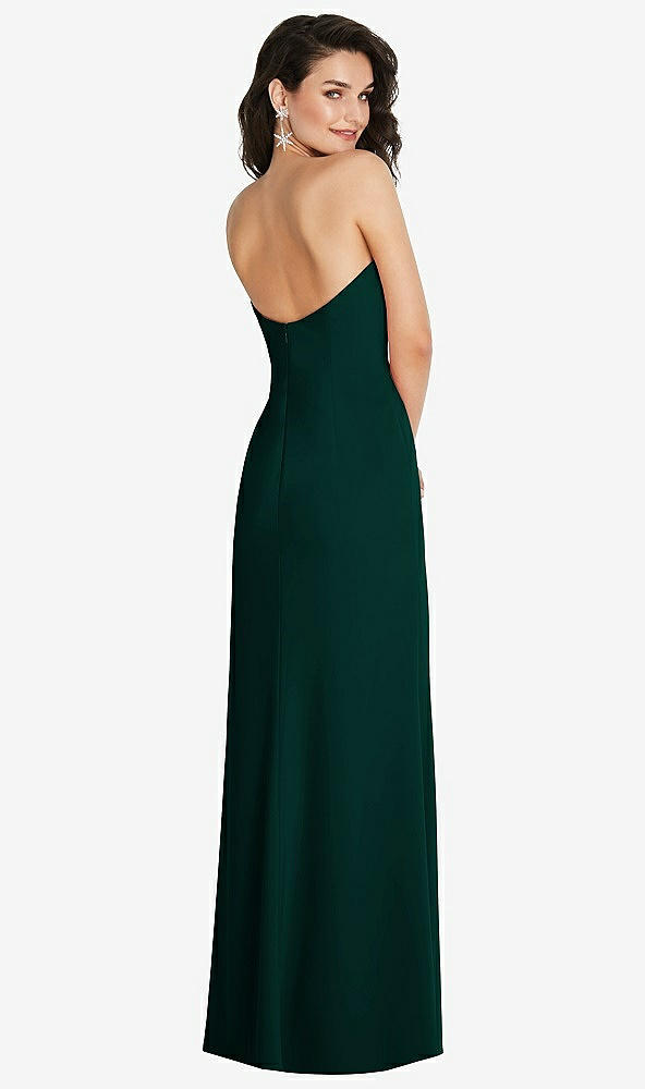 Back View - Evergreen Strapless Scoop Back Maxi Dress with Front Slit