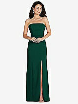 Front View Thumbnail - Hunter Green Strapless Scoop Back Maxi Dress with Front Slit