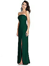 Side View Thumbnail - Hunter Green Strapless Scoop Back Maxi Dress with Front Slit