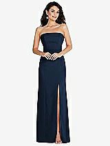 Front View Thumbnail - Midnight Navy Strapless Scoop Back Maxi Dress with Front Slit