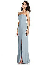 Side View Thumbnail - Mist Strapless Scoop Back Maxi Dress with Front Slit