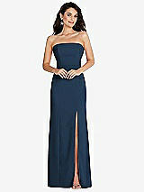 Front View Thumbnail - Sofia Blue Strapless Scoop Back Maxi Dress with Front Slit
