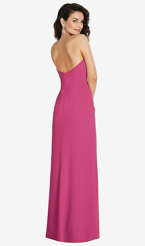 Back View - Tea Rose Strapless Scoop Back Maxi Dress with Front Slit
